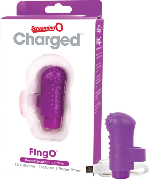 Charged Fing O Rechargeable Mini Finger Vibrator with Vooom Technology Silicone and ABS Purple > Vibrators > Finger Vibrators