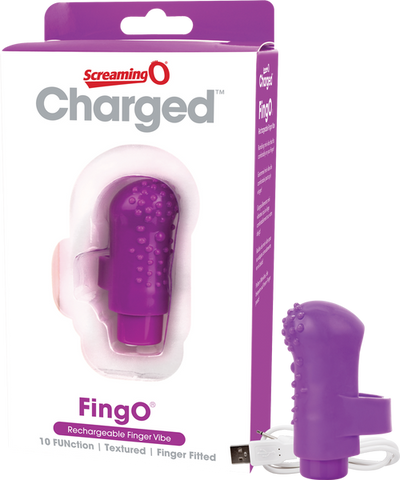 Charged Fing O Rechargeable Mini Finger Vibrator with Vooom Technology Silicone and ABS Purple > Vibrators > Finger Vibrators