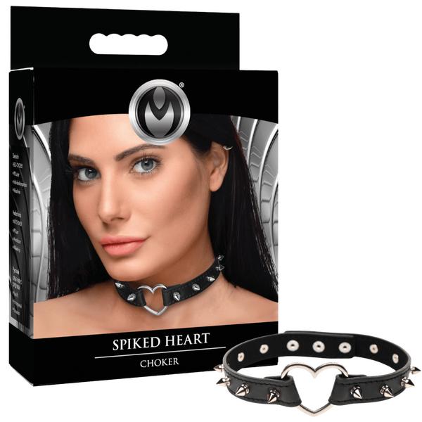Spiked Heart Choker – Adjustable Spiked Collar Accessory One Size > Bondage Gear > Collars & Leashes
