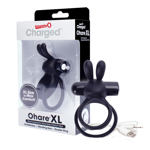 Charged Ohare XL – Rechargeable Double Cock Ring Vibrator Black XL > Sex Toys > Couples Toys