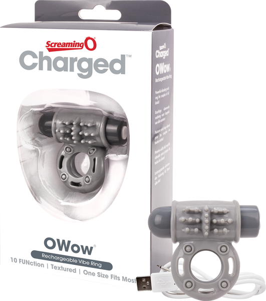 O Wow Ring Rechargeable Vibrating Cock Ring with 10 Vibration Functions SEBS Material Grey > Cock Ring > Vibrating