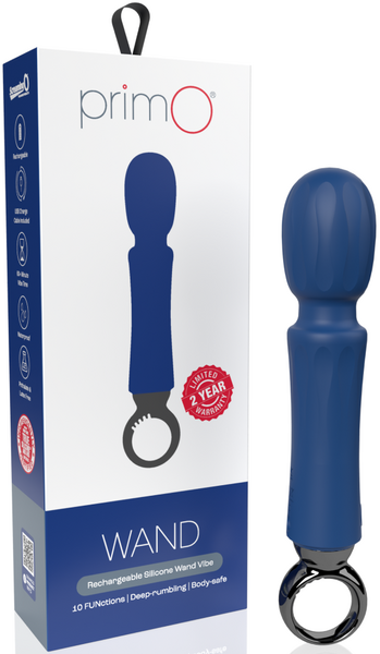 Screaming O PrimO Wand – Rechargeable Portable Wand Vibrator with 10 Vibration Functions Blue > Sex Toys > Massage Wands