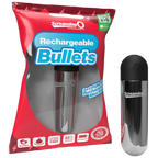 Rechargeable Bullet Vibrator (Silver) – Waterproof Body-Safe ABS with 3 Speeds and Pulse Pattern Silver > Vibrators > Mini Vibrators
