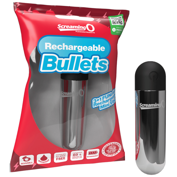 Rechargeable Bullet Vibrator (Silver) – Waterproof Body-Safe ABS with 3 Speeds and Pulse Pattern Silver > Vibrators > Mini Vibrators
