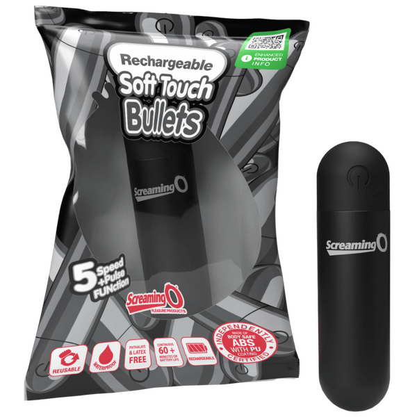Rechargeable Soft Touch Bullet Vibrator (Black) – Waterproof Rechargeable 5-Speed Bullet Vibrator Black > Vibrators > Mini Vibrators