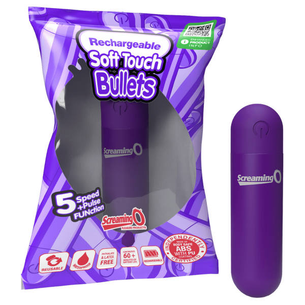 Rechargeable Soft Touch Bullet (Purple) – Waterproof 5-Speed Compact Vibrator Purple > Vibrators > Mini Vibrators