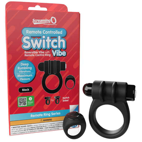 Remote Control Switch Vibe (Black) – Waterproof Rechargeable Double-Sided Vibrating Cock Ring Black > Cock Ring > Vibrating