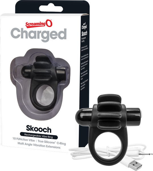 Skooch Charged – Rechargeable Vibrating Cock Ring with Textured Stimulation Black > Sex Toys > Couples Toys