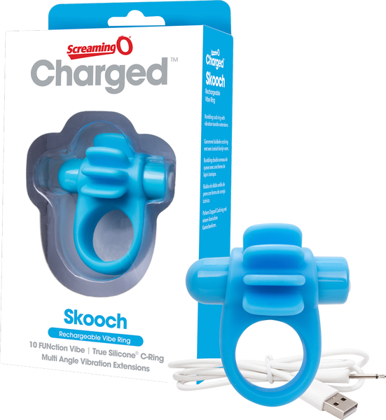Skooch Charged – Rechargeable Vibrating Cock Ring with Textured Stimulation Blue > Sex Toys > Couples Toys