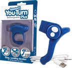 Charged You-Turn Plus – Rechargeable Silicone Vibrating Cock Ring Blue > Cock Ring > Vibrating