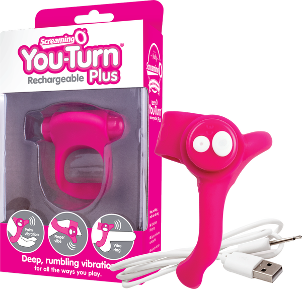Charged You-Turn Plus – Rechargeable Silicone Vibrating Cock Ring Pink > Cock Ring > Vibrating