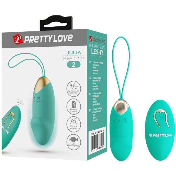 Rechargeable Julia – Multi-Speed Remote-Controlled Egg Vibrator with 12 Vibration Settings Seafoam > Sex Toys For Ladies > Vibrating Eggs