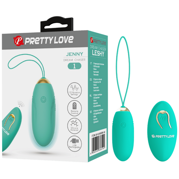 Rechargeable Jenny – Multi-Speed Remote-Controlled Egg Vibrator with 12 Vibration Settings Seafoam > Sex Toys For Ladies > Vibrating Eggs