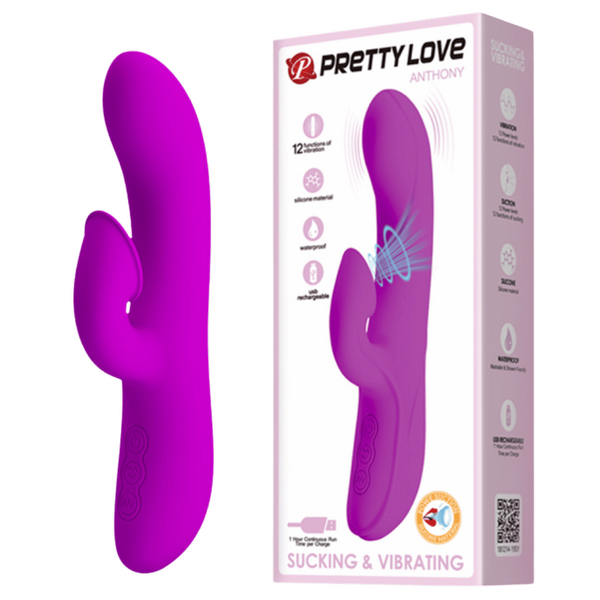 Rechargeable Anthony – Silicone Clit Suction Rabbit Vibrator With Curved Shaft And Thicker Tip Purple > Vibrators > Ladies > Rabbit Multi