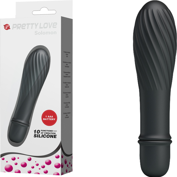 Solomon Mini Vibrator – Silicone Small Vibrator with Swirl Tip Black > Vibrators > Mini Vibrators