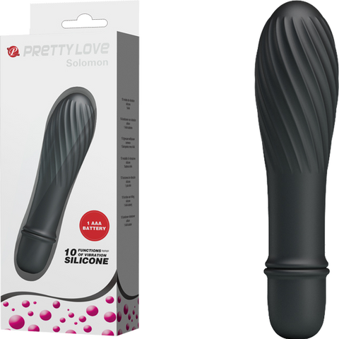 Solomon Mini Vibrator – Silicone Small Vibrator with Swirl Tip Black > Vibrators > Mini Vibrators