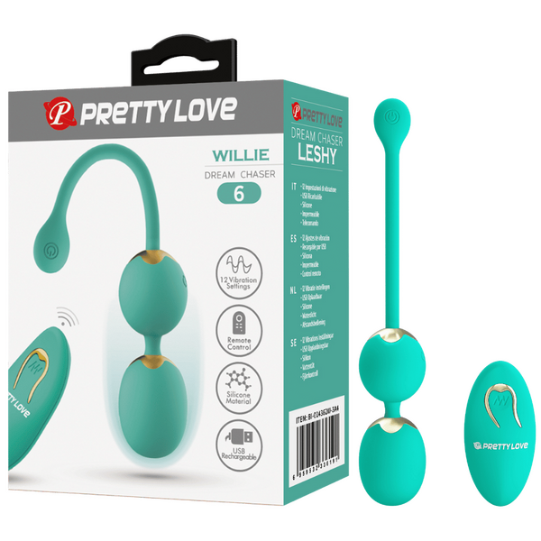 Rechargeable Willie – Remote-Controlled Vibrating Pelvic Floor Exerciser Balls Seafoam > Sex Toys For Ladies > Kegel Exercise