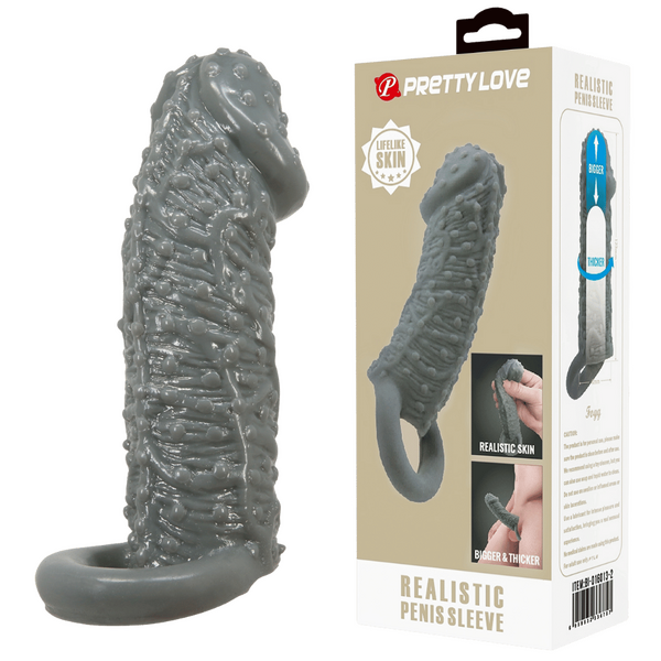 Realistic Penis Sleeve – Stretchy Thickening Penis Sleeve One Size > Sex Toys For Men > Penis Sleeves