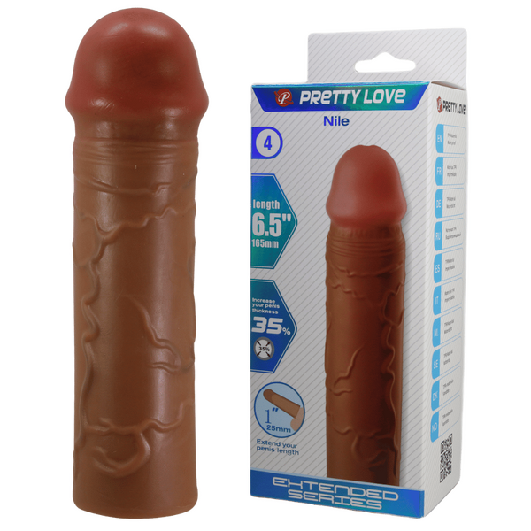 Nile 6.5 Inch Realistic Penis Sleeve – Lifelike Material Extending Sleeve Tan > Sex Toys For Men > Penis Sleeves