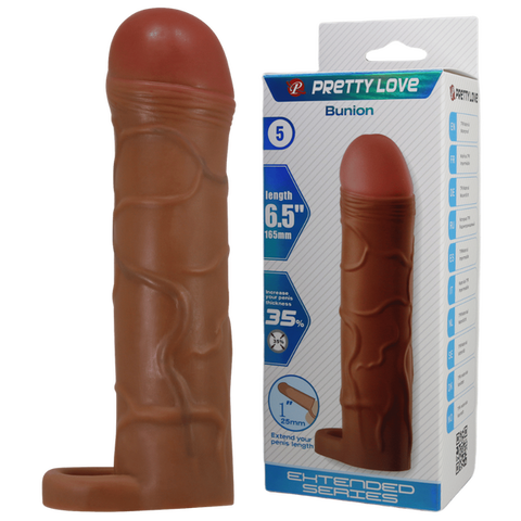 Bunion 6.5 Inch Cock Sleeve – Stretchy TPR Penis Sheath with Ball Ring Tan > Sex Toys For Men > Penis Sleeves