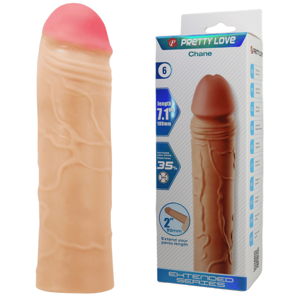 Chane 7.1 Inch Penis Extender Sleeve – Ultra Realistic Textured Sleeve Flesh > Sex Toys For Men > Penis Sleeves