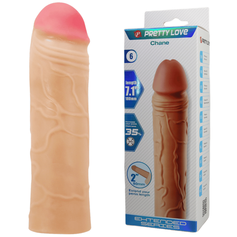 Chane 7.1 Inch Penis Extender Sleeve – Ultra Realistic Textured Sleeve Flesh > Sex Toys For Men > Penis Sleeves