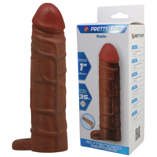 Kaile 7 Inch Stretchy Shaft Cock Sleeve With Ball Ring Penis Sheath Tan > Sex Toys For Men > Penis Sleeves