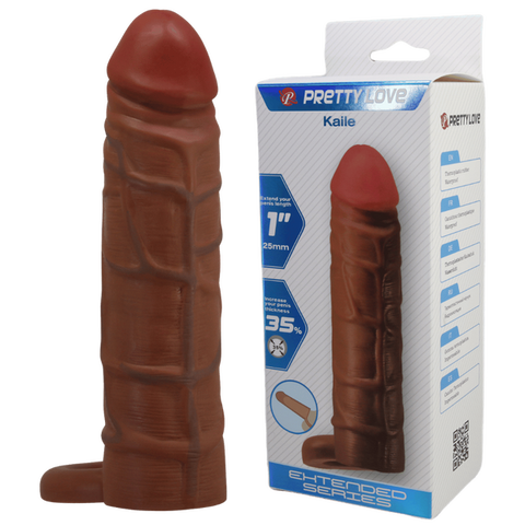 Kaile 7 Inch Stretchy Shaft Cock Sleeve With Ball Ring Penis Sheath Tan > Sex Toys For Men > Penis Sleeves
