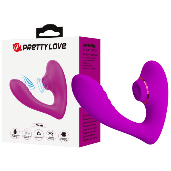 PrettyLove Rechargeable Nauty – Waterproof Clitoral Stimulator with 10 Vibration and 7 Thumping Settings One Size > Vibrators > Ladies > Clitoral Vibrators and Stimulators