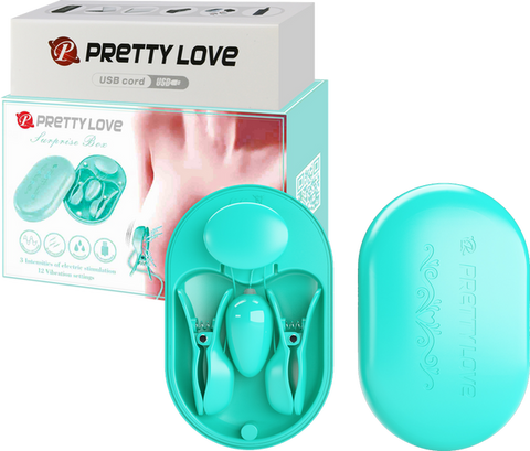 Surprise Box Nipple Clamps – Waterproof USB Rechargeable Stimulator with 12 Vibration Settings Baby Blue > Sex Toys > Nipple Clips