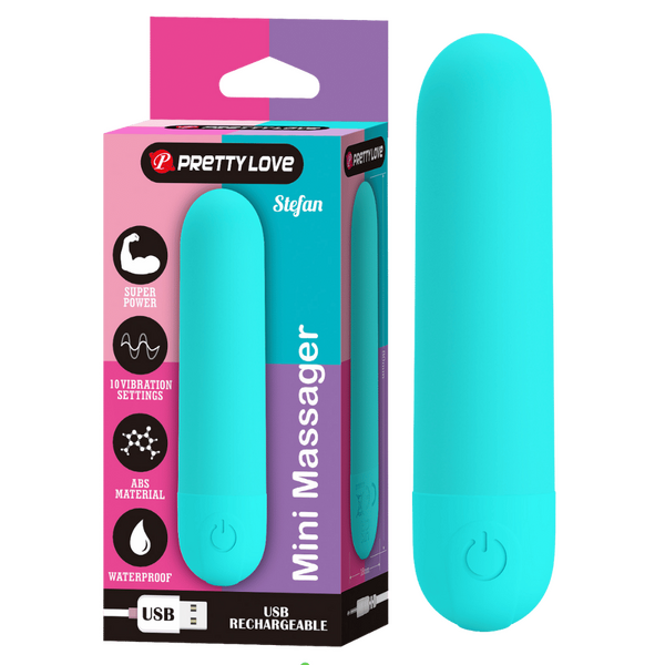 Stefan Rechargeable Mini Massager – Compact Vibrating Bullet Vibrator Blue > Vibrators > Mini Vibrators