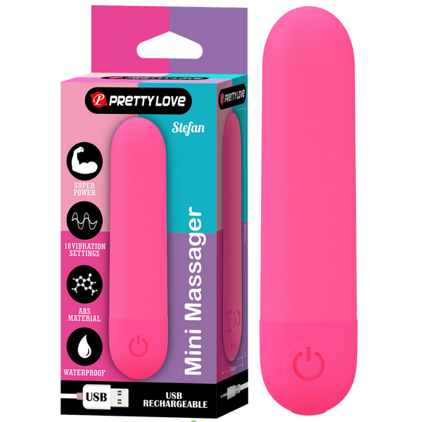 Stefan Rechargeable Mini Massager – Compact Vibrating Bullet Vibrator Neon Pink > Vibrators > Mini Vibrators