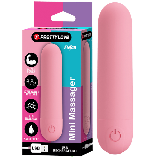 Stefan Rechargeable Mini Massager – Compact Vibrating Bullet Vibrator Pink > Vibrators > Mini Vibrators