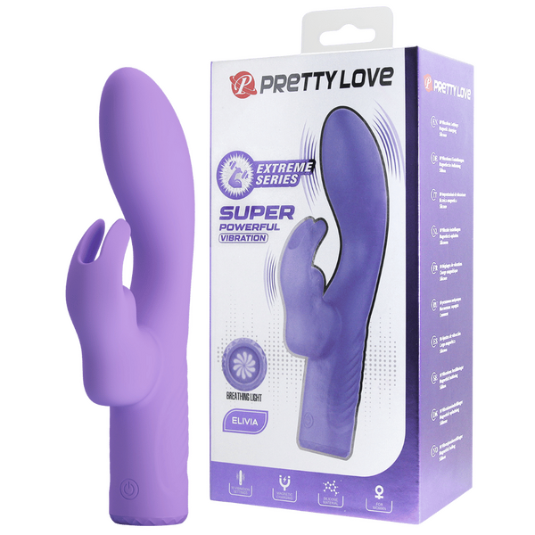Rechargeable Elivia – 10 Function Silicone G-Spot Vibrator with Breathing Light Purple > Vibrators > Ladies > Rabbit