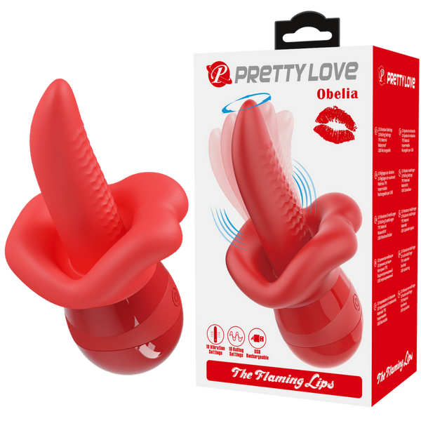 Pretty Love Obelia Flaming Lips – Waterproof Dual Stimulator With 10 Vibration Modes One Size > Sex Toys For Ladies > Clitoral Vibrators and Stimulators