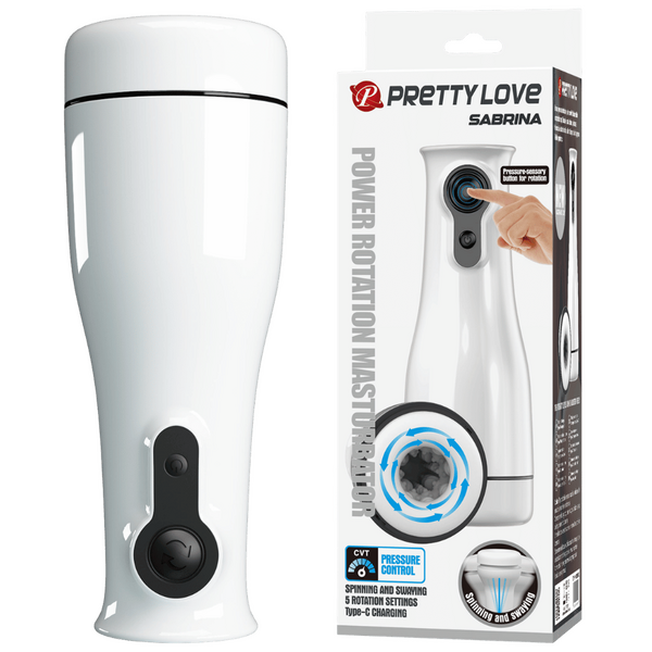 Sabrina – Rechargeable Rotating Men's Masturbator with Voice Function, Pressure-Sensitive Button, and Five Speed Settings One Size > Sex Toys For Men > Masturbators > Vibrating