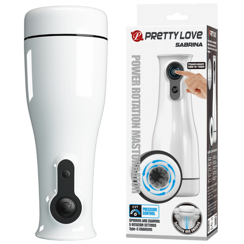 Sabrina – Rechargeable Rotating Men's Masturbator with Voice Function, Pressure-Sensitive Button, and Five Speed Settings One Size > Sex Toys For Men > Masturbators > Vibrating