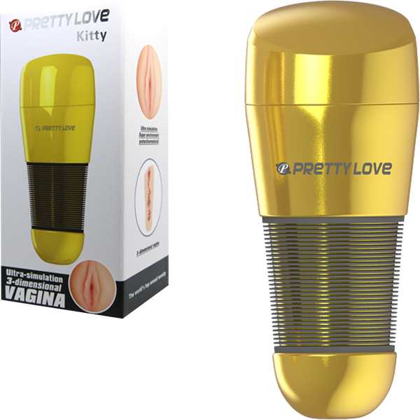 Pretty Love Kitty Vagina Masturbator – Ultra-Simulation Gold > Sex Toys For Men > Masturbators > Manual Main image