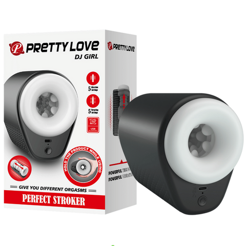 DJ Girl Perfect Stroker – Multi-Speed Thrusting Masturbator Cup Black > Sex Toys For Men > Masturbators > Vibrating