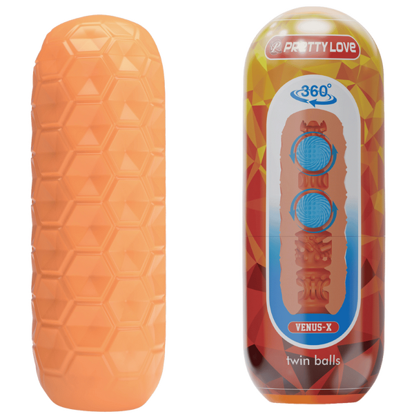 Venus-X Twin Balls – Male Masturbator With Dual Inner Balls Peach > Sex Toys For Men > Masturbators Cup