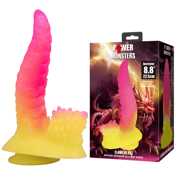 Flame Beast 8.8 Inch Silicone Dildo – Body-Safe Suction Base Dildo One Size > Dildos > Fantasy