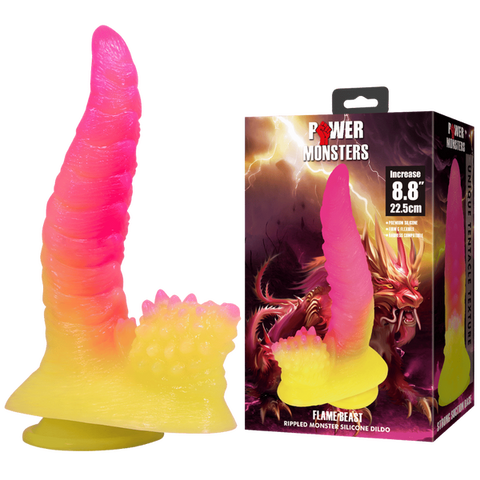 Flame Beast 8.8 Inch Silicone Dildo – Body-Safe Suction Base Dildo One Size > Dildos > Fantasy