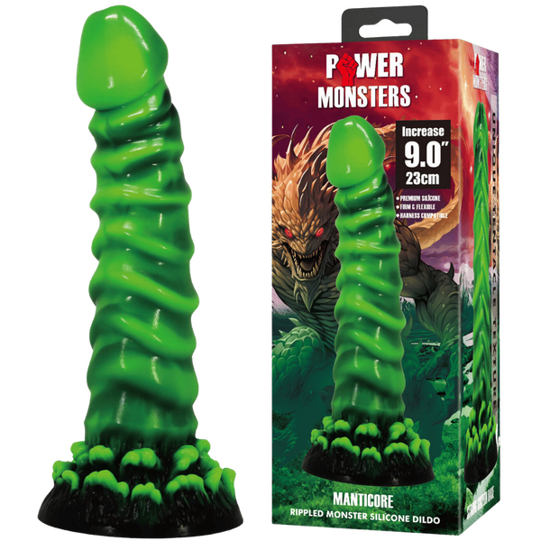 Manticore 9 Inch Textured Silicone Dildo – Body-Safe with Strong Suction Cup One Size > Dildos > Fantasy