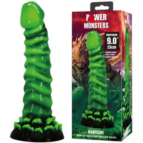 Manticore 9 Inch Textured Silicone Dildo – Body-Safe with Strong Suction Cup One Size > Dildos > Fantasy