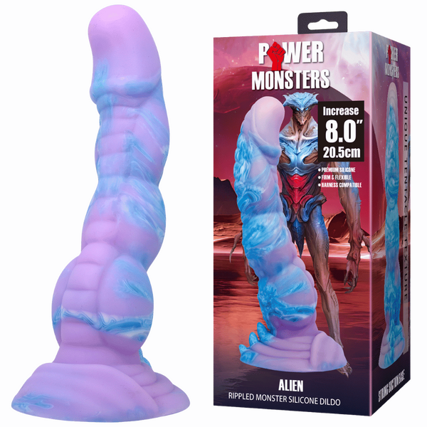 Alien 8 Inch Monster Dildo – Ribbed Texture with Suction Base One Size > Dildos > Fantasy
