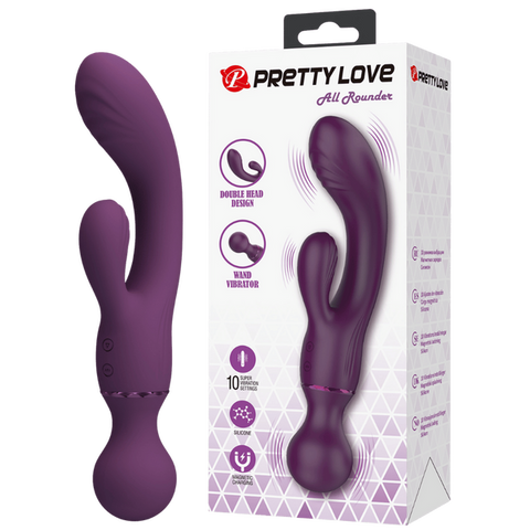 Rechargeable All Rounder – Waterproof Silicone Rabbit Vibrator with Ribbed Heads One Size > Vibrators > Ladies > Rabbit
