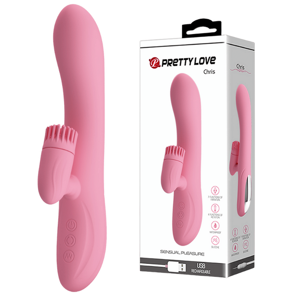 Chris Rechargeable Rotating Tongue Rabbit Vibrator One Size > Vibrators > Ladies > Rabbit Multi