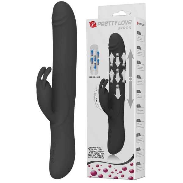 Byron Rabbit Vibrator - Rotating, Massaging, Clitoral Flickering, Fully Waterproof with Synchronous Thrusting Beads One Size > Vibrators > Ladies > Rabbit
