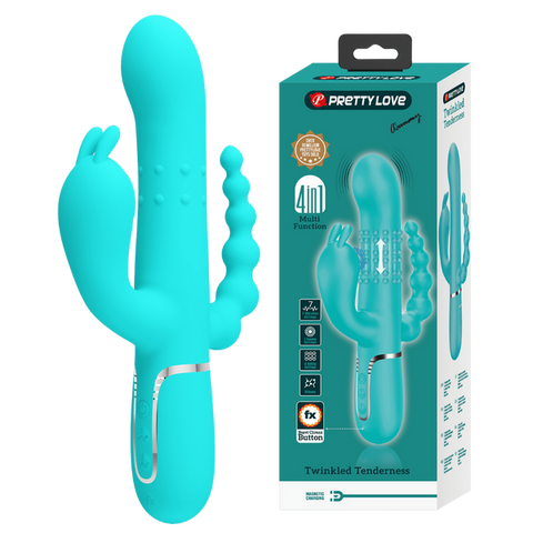 Pretty Love Cammy 4-in-1 – Multi-Function Rabbit Vibrator with Anal Stimulator Seafoam > Vibrators > Ladies > Rabbit Multi
