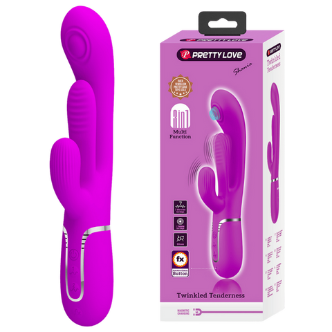 Shania 4in1 Multi-Function Rabbit Vibrator – Velvet Silicone 7 Vibration Settings Pink > Vibrators > Ladies > Rabbit